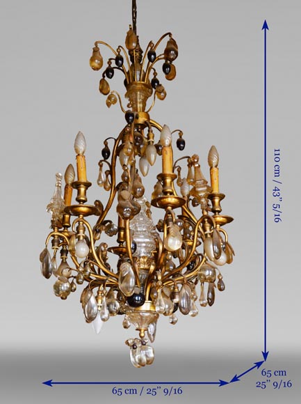 BACCARAT - Antique Napoleon III style chandelier with colored crystals-9