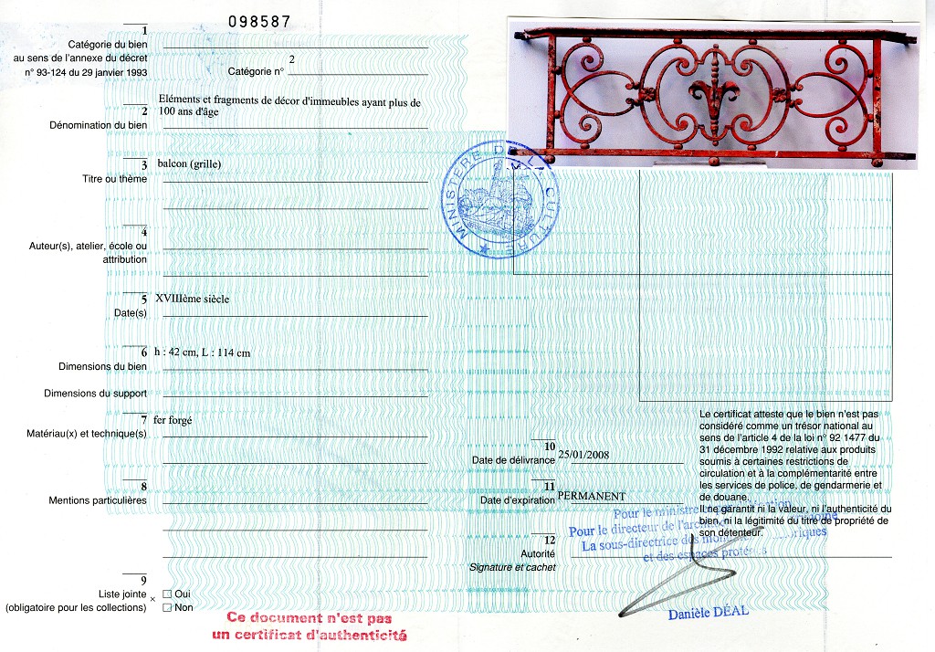 Export certificate