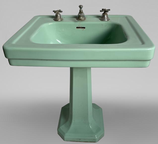 Earthenware washbasin on column, Standard, 50's-0