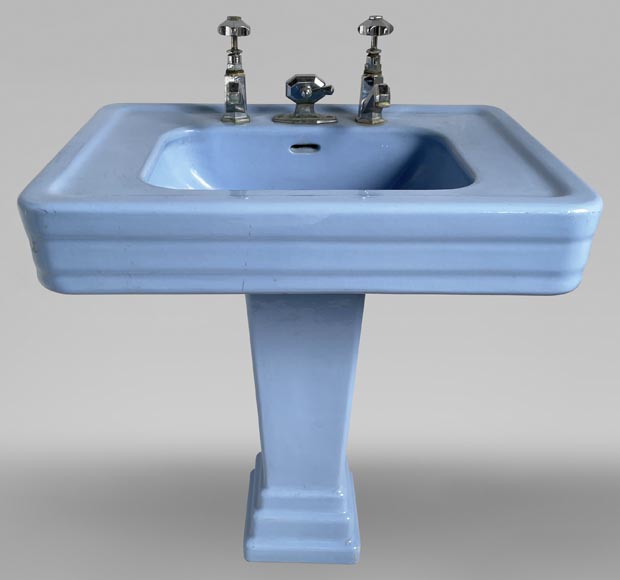 Earthenware washbasin on column, 50's-0
