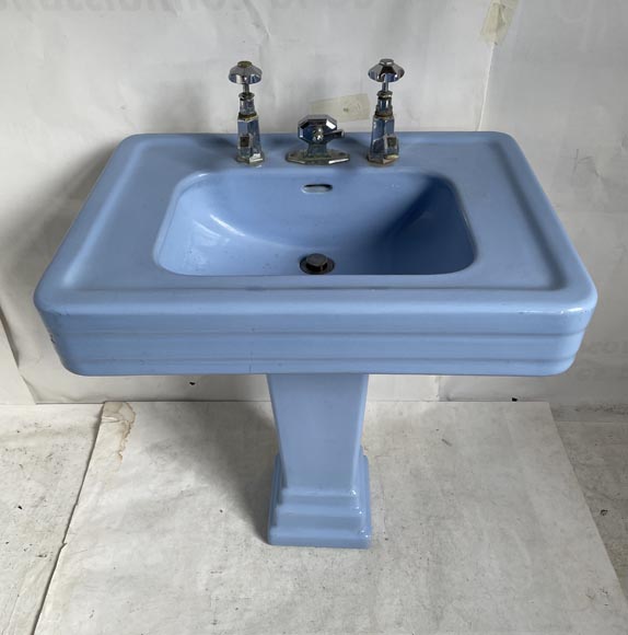 Earthenware washbasin on column, 50's-2