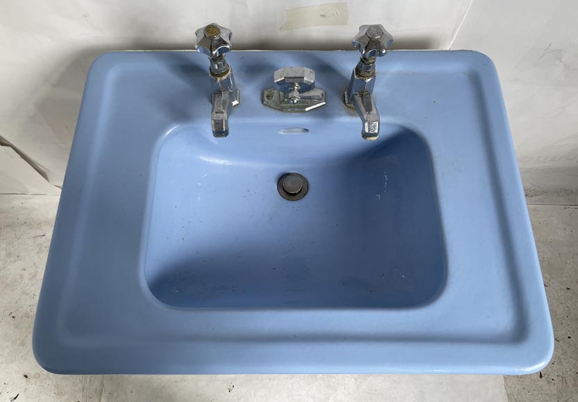 Earthenware washbasin on column, 50's-3