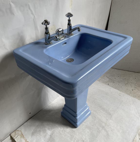 Earthenware washbasin on column, 50's-4