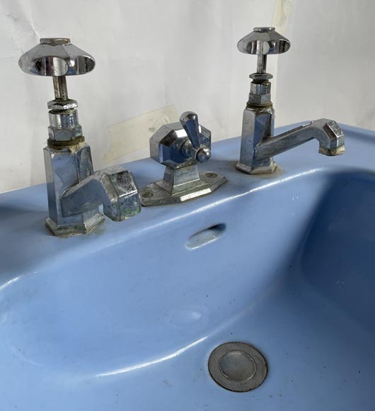 Earthenware washbasin on column, 50's-6