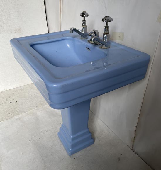 Earthenware washbasin on column, 50's-7