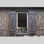 Original set of a pair of wooden shutters and railings, rustic style, mid-19th centur