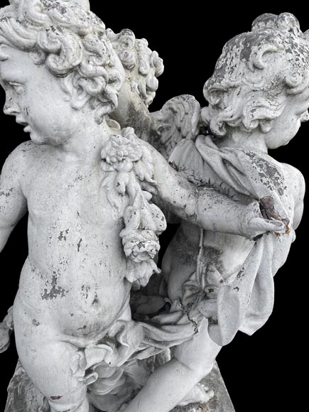 Group of three winged putti in painted cast iron, after the Water Parterres of Versailles Group of three winged putti in painted cast iron, after the Water Parterres of Versailles-7