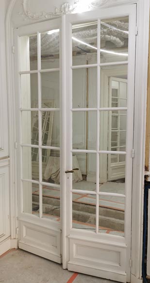 Pair of important double doors with panes, late 19th century-8