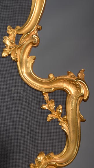 Louis XV firescreen with roses in gilt bronze-3