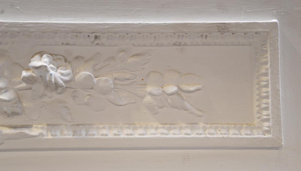 Antique Louis XVI style trumeau with a bouquet of foliage flowers and ribbon-2
