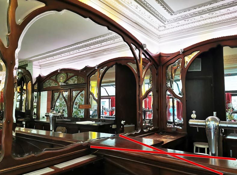 Art Nouveau mahogany woodwork from Café Barjot in Paris, 1905-2