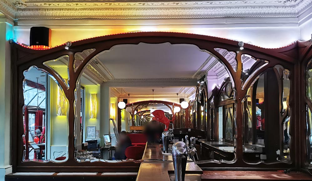 Art Nouveau mahogany woodwork from Café Barjot in Paris, 1905-3