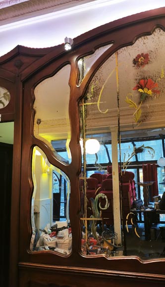 Art Nouveau mahogany woodwork from Café Barjot in Paris, 1905-6