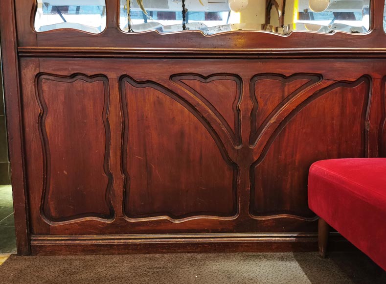 Art Nouveau mahogany woodwork from Café Barjot in Paris, 1905-7