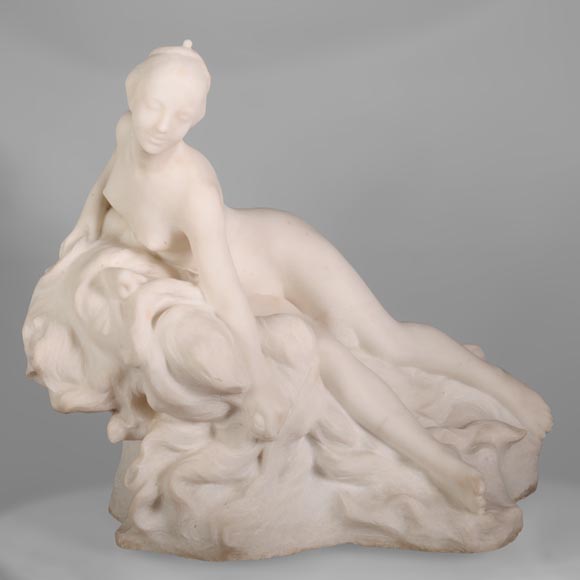 Félix Soules (1857 - 1904) « A DREAM », White Carrara marble, circa 1894-0