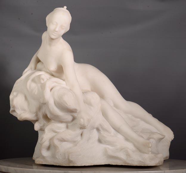 Félix Soules (1857 - 1904) « A DREAM », White Carrara marble, circa 1894-1