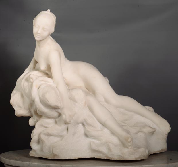 Félix Soules (1857 - 1904) « A DREAM », White Carrara marble, circa 1894-2