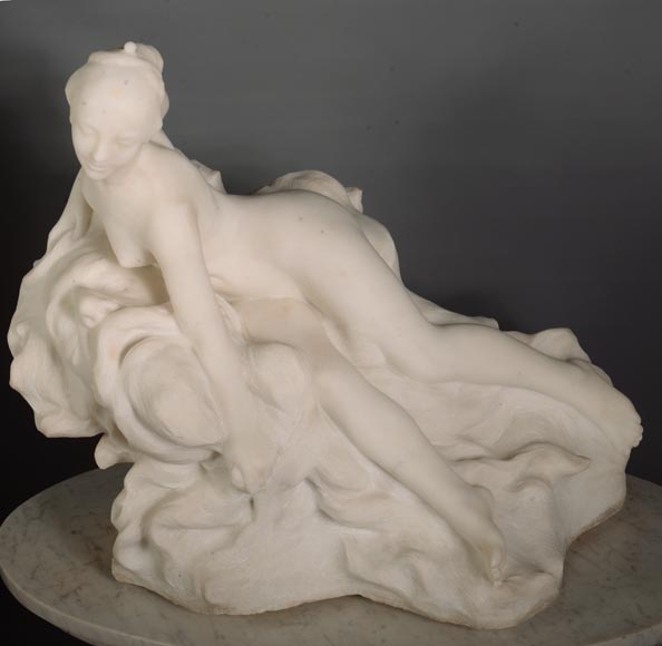 Félix Soules (1857 - 1904) « A DREAM », White Carrara marble, circa 1894-3