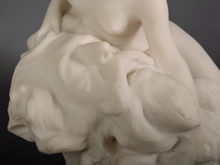 Félix Soules (1857 - 1904) « A DREAM », White Carrara marble, circa 1894-6