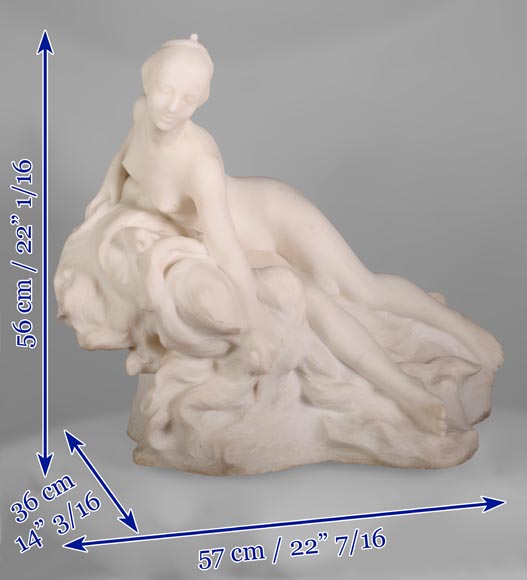 Félix Soules (1857 - 1904) « A DREAM », White Carrara marble, circa 1894-8