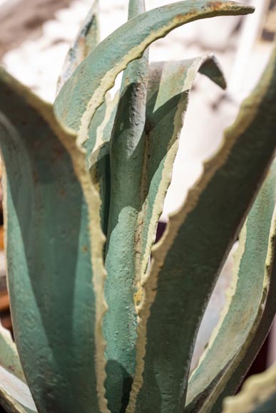 Pair of cast iron vases with cactus-5
