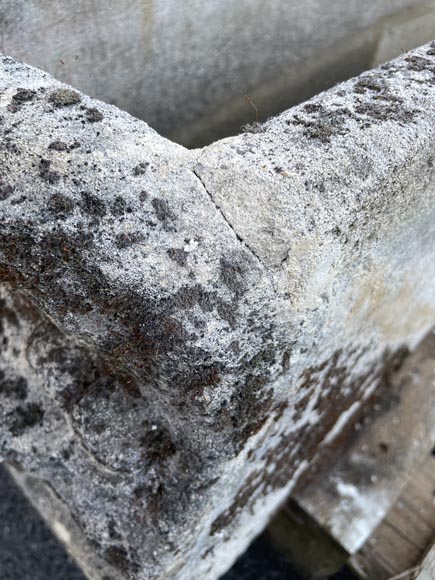 Pair of rectangular stone planters, decorated with floral scrollwork.-5