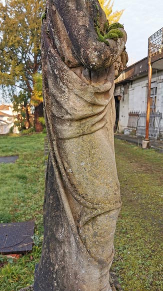 Set of two stone sculptures representing female figures dressed as antique mid-19th century -7