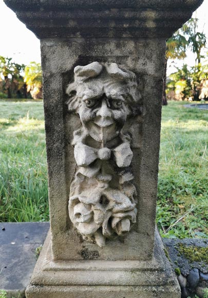 Set of two stone sculptures representing female figures dressed as antique mid-19th century -8