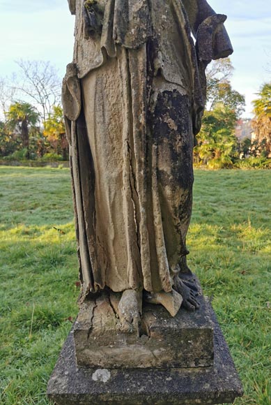 Set of two stone sculptures representing female figures dressed as antique mid-19th century -14