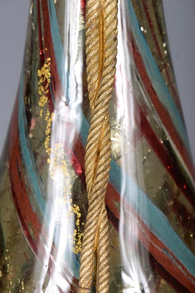 Ernest LEVEILLE - Exceptional cracked glass vase with polychrome and gilt insert decor on a gilt bronze mount, circa1890-8