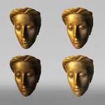 Roy ADZAK (1927 - 1987) (in the taste of), Set of four bronze sconces representing a female face, late 20th century