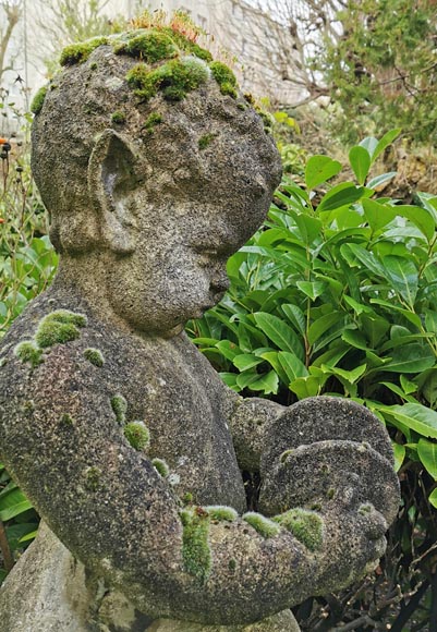 Statue of a young musician faun in composite stone, 20th century-4