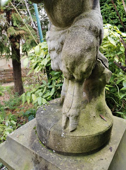 Statue of a young musician faun in composite stone, 20th century-6
