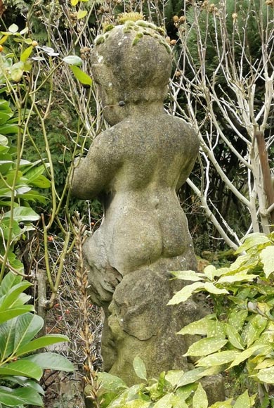 Statue of a young musician faun in composite stone, 20th century-7