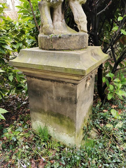 Statue of a young musician faun in composite stone, 20th century-8