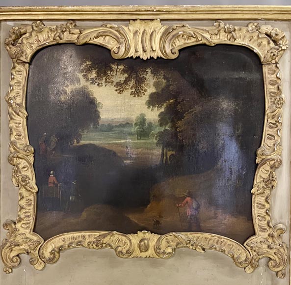 Louis XV period trumeau with painted landscape-6