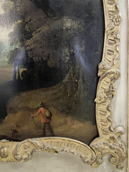 Louis XV period trumeau with painted landscape-8