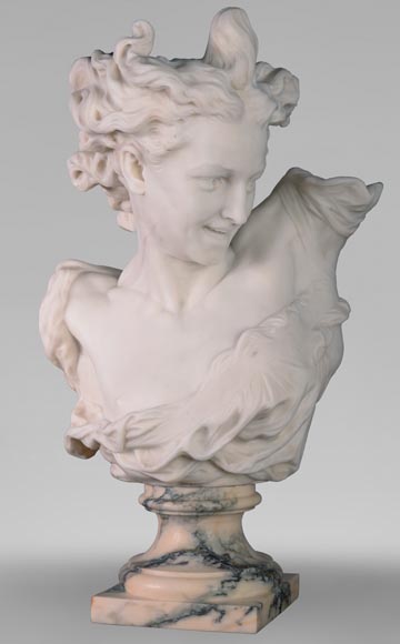 Guglielmo PUGI (1850 - 1915), White Carrara marble bust From the sculpture of Jean-Baptiste CARPEAUX « Dance », Circa 1900-0