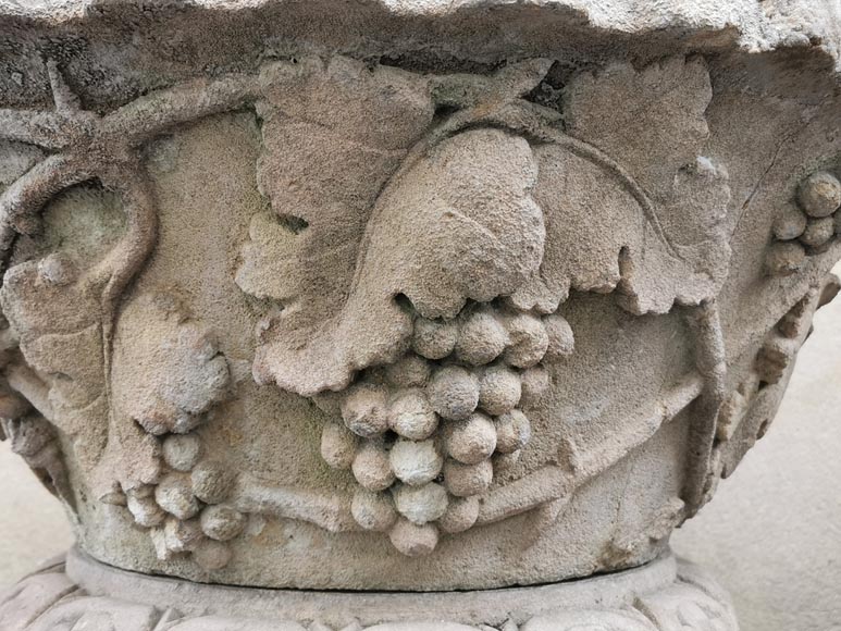 Important pair of Medici vases in white stone from Provence in France-6