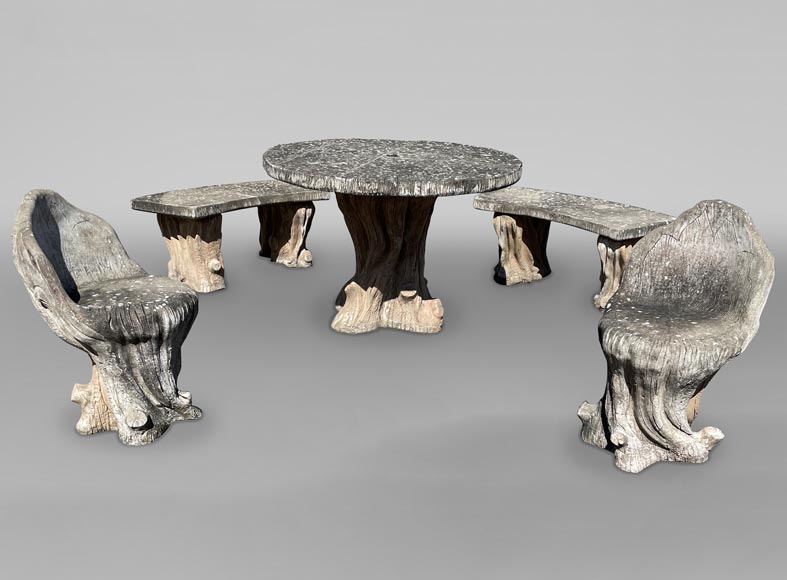 Concrete Rustic style garden furniture imitating trees, middle of the 19th century-0