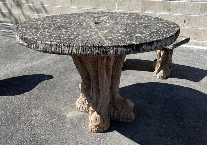 Concrete Rustic style garden furniture imitating trees, middle of the 19th century-1