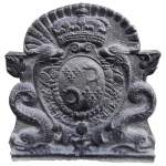 Small Louis XV cast iron fireback with the dauphin coat of arms, late 18th century