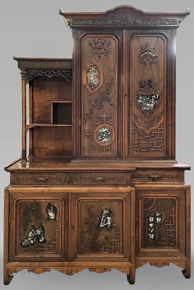 Gabriel Viardot, Japanese style shelf unit with mother-of-pearls inlay, second half of the 19th century-0