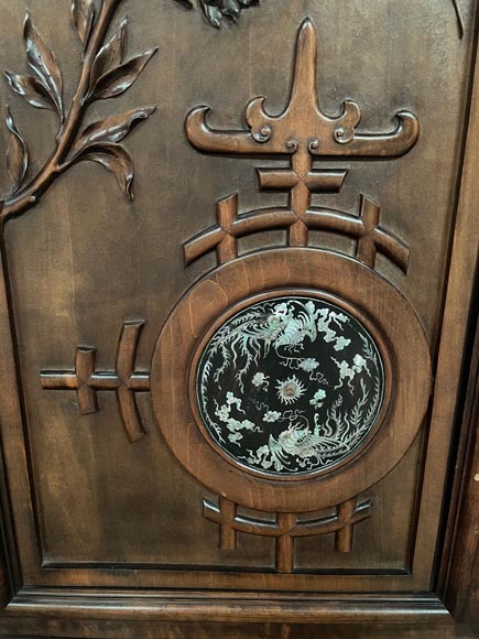 Gabriel Viardot, Japanese style shelf unit with mother-of-pearls inlay, second half of the 19th century-11