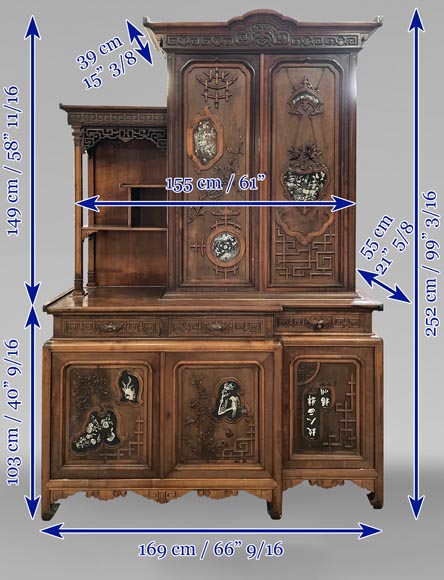 Gabriel Viardot, Japanese style shelf unit with mother-of-pearls inlay, second half of the 19th century-23
