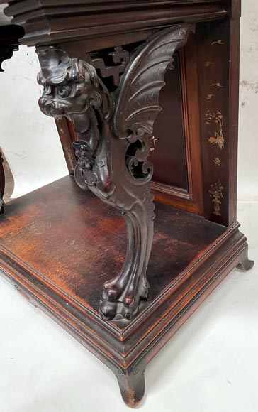 Gabriel VIARDOT, Japanese display case with chimera feet and mother-of-pearl decoration-16