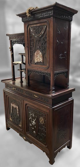 Gabriel VIARDOT, Shelving unit with dragon decoration and mother of pearl marquetry, circa 1880-1890-2
