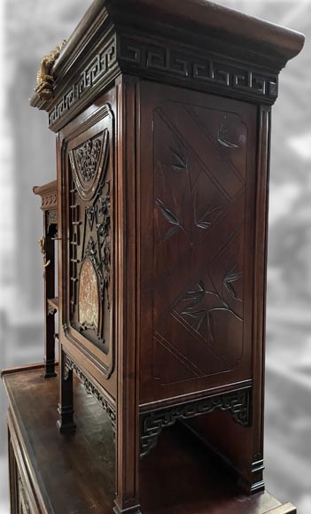 Gabriel VIARDOT, Shelving unit with dragon decoration and mother of pearl marquetry, circa 1880-1890-5