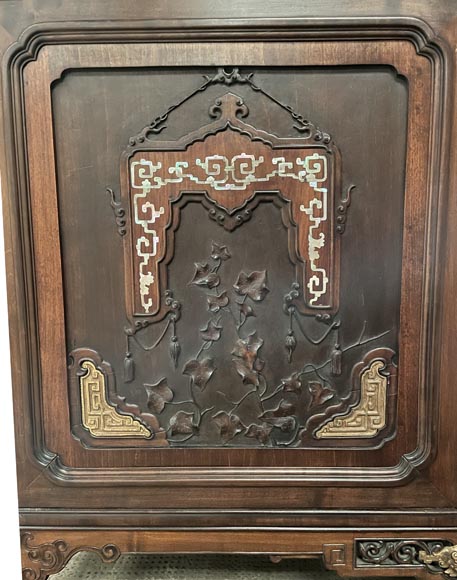 Gabriel VIARDOT, Shelving unit with dragon decoration and mother of pearl marquetry, circa 1880-1890-10