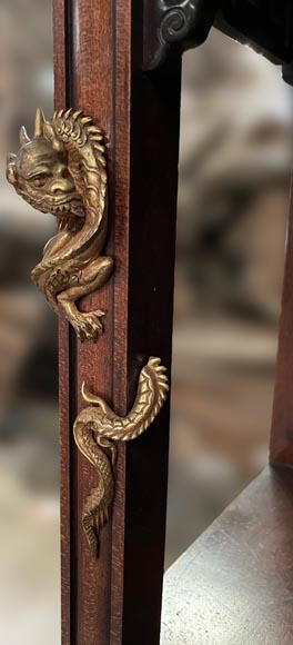 Gabriel VIARDOT, Shelving unit with dragon decoration and mother of pearl marquetry, circa 1880-1890-17